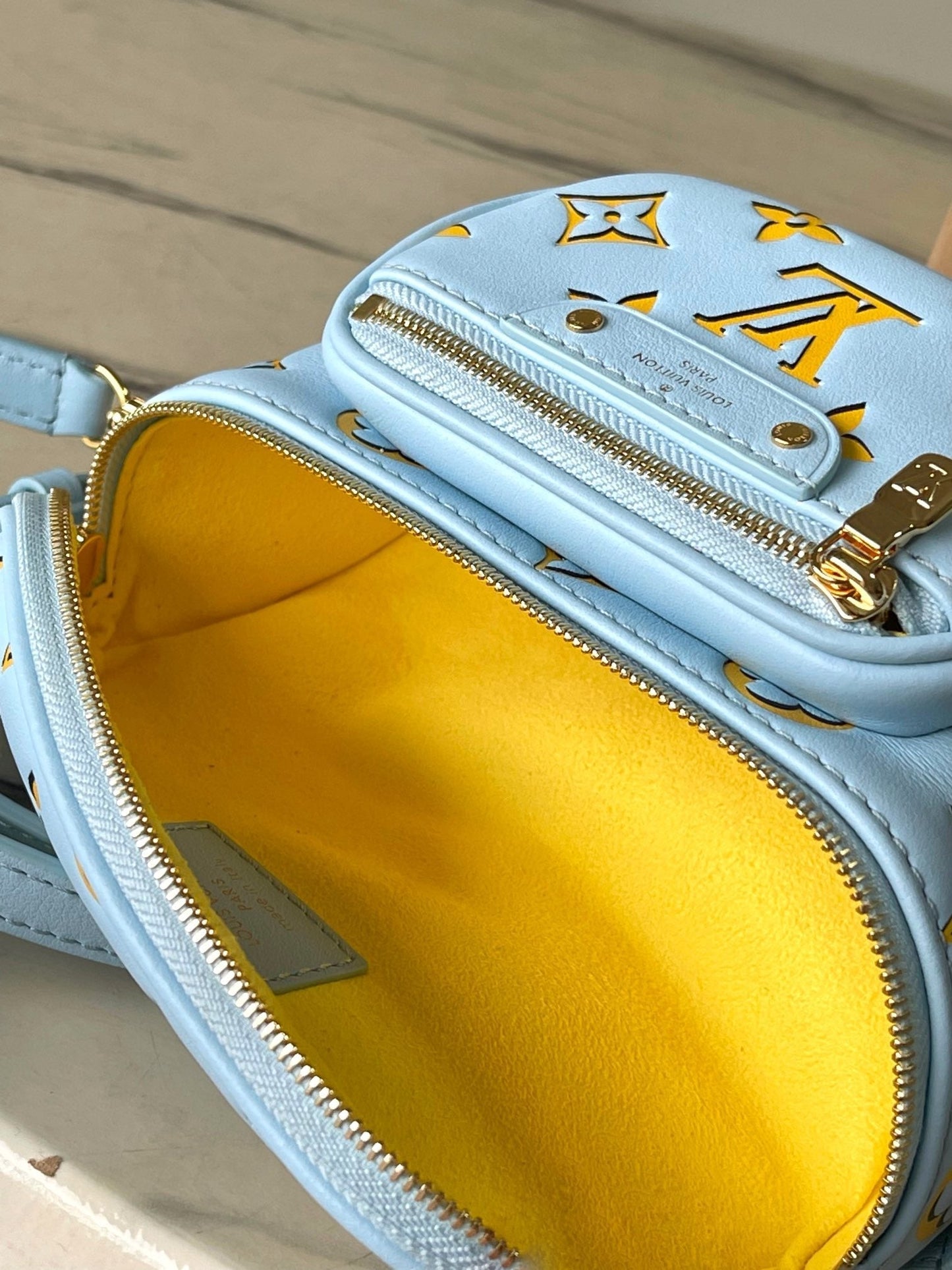 MINI BUMBAG 17 IN SKY YELLOW MONOGRAM CALFSKIN GOLD HARDWARE