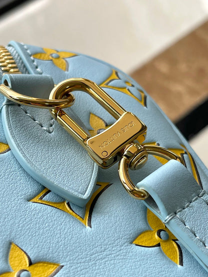 SPEEDY BANDOULI¨¨RE 20 IN SKY YELLOW MONOGRAM CALFSKIN GOLD BUCKLE