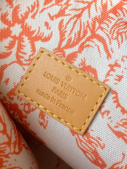 NEVERFULL MM 31 IN CORAL MONOGRAM TILES CANVAS