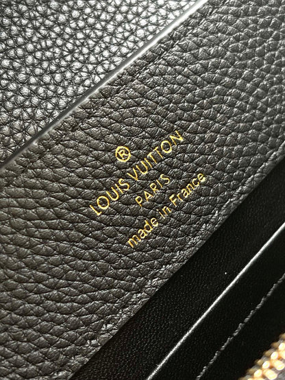 CAPUCINES EAST-WEST MINI 22 IN BLACK CALFSKIN GOLD HARDWARE