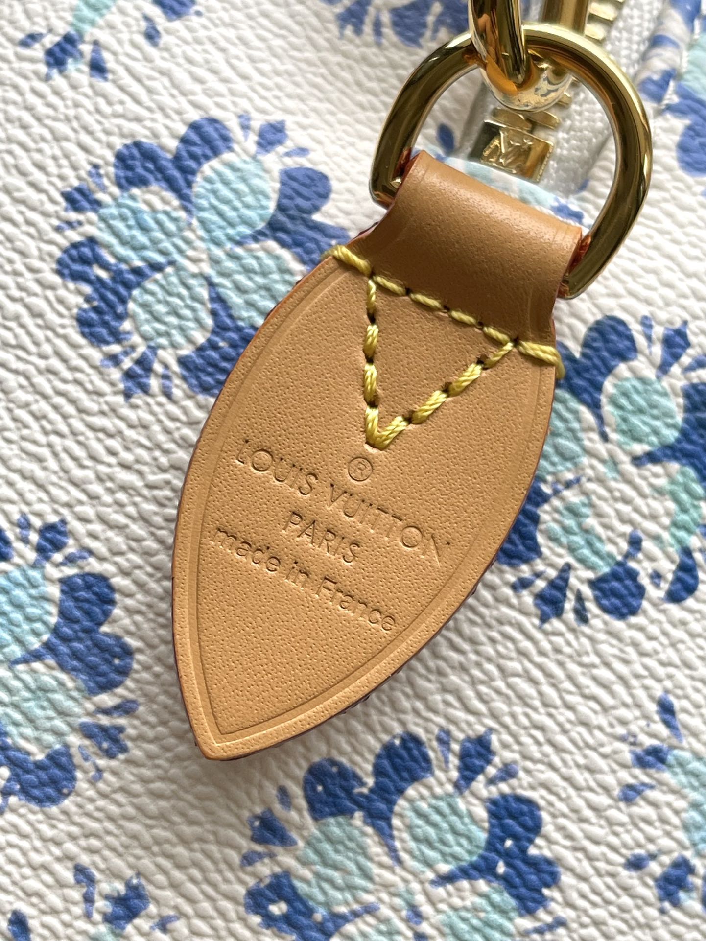 SPEEDY BANDOULI¨¨RE 20 IN LAGOON BLUE MONOGRAM TILES CANVAS GOLD BUCKLE