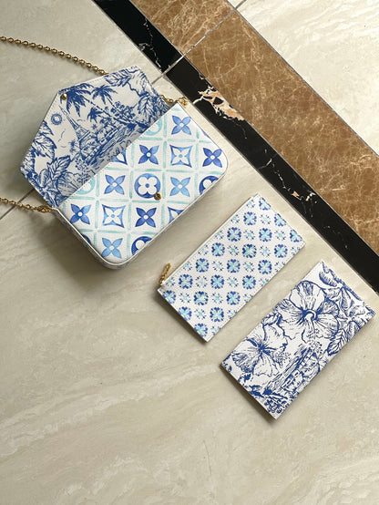 F¨¦LICIE POCHETTE 21 IN LAGOON BLUE MONOGRAM TILES CANVAS