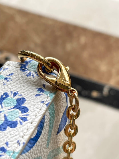 F¨¦LICIE POCHETTE 21 IN LAGOON BLUE MONOGRAM TILES CANVAS