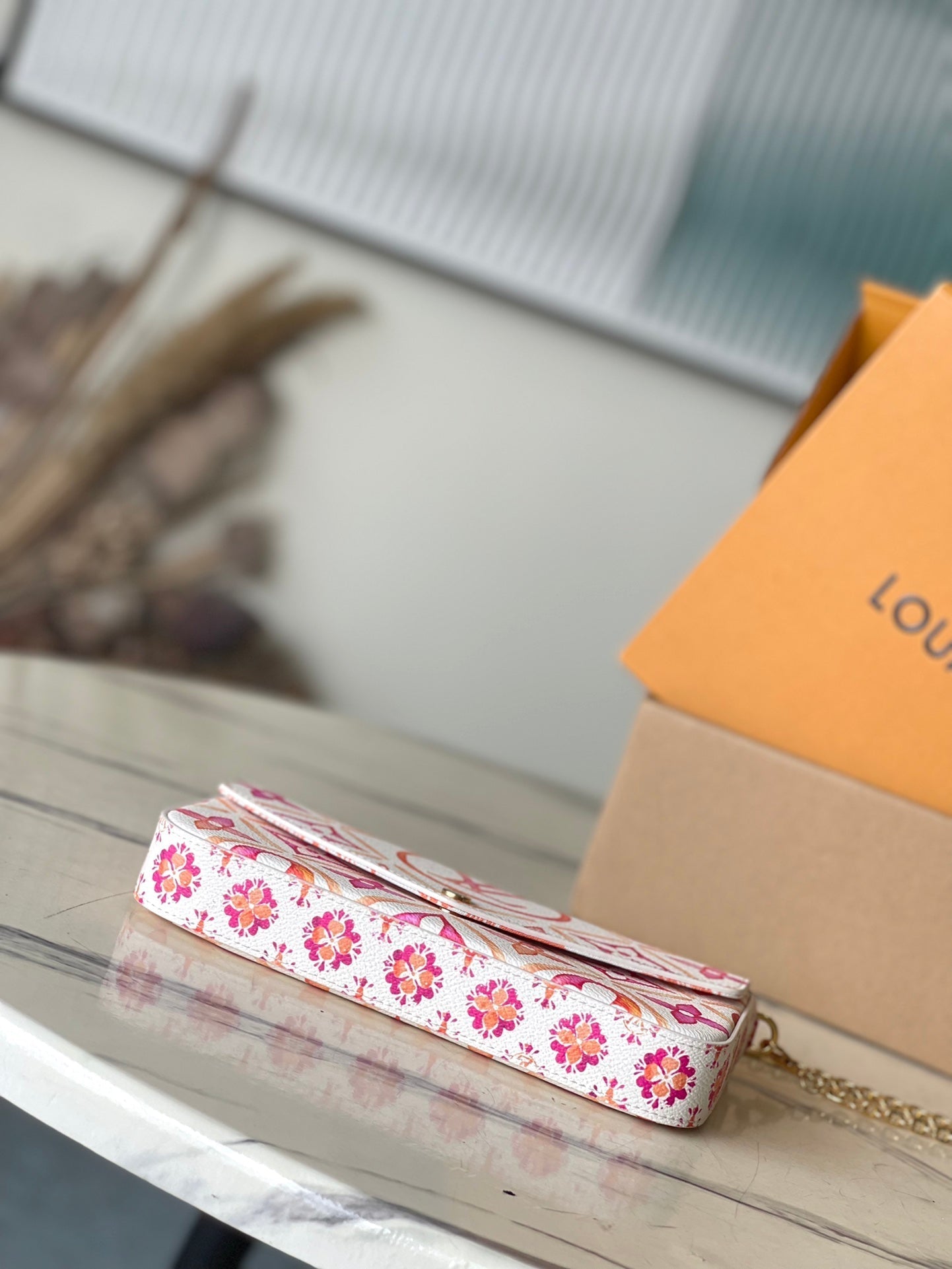 F¨¦LICIE POCHETTE 21 IN CORAL MONOGRAM TILES CANVAS