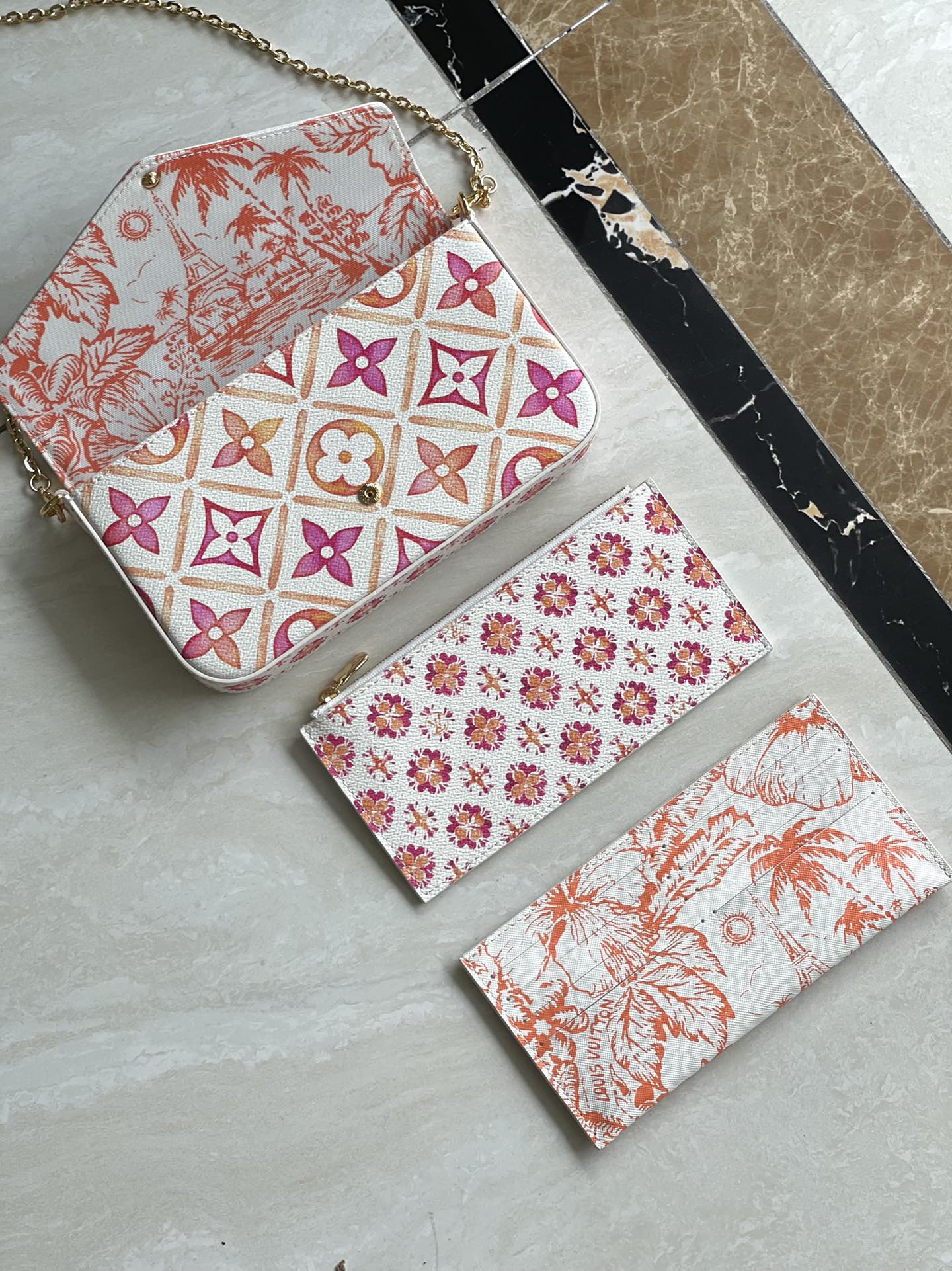 F¨¦LICIE POCHETTE 21 IN CORAL MONOGRAM TILES CANVAS