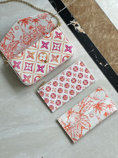 F¨¦LICIE POCHETTE 21 IN CORAL MONOGRAM TILES CANVAS