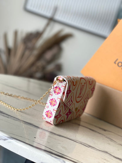 F¨¦LICIE POCHETTE 21 IN CORAL MONOGRAM TILES CANVAS