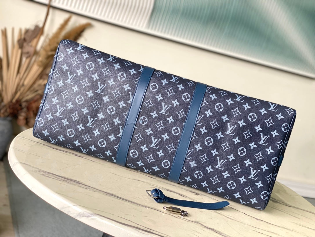 KEEPALL BANDOULI¨¨RE 55 IN NAVY GREEN MONOGRAM GRADIENT CANVAS