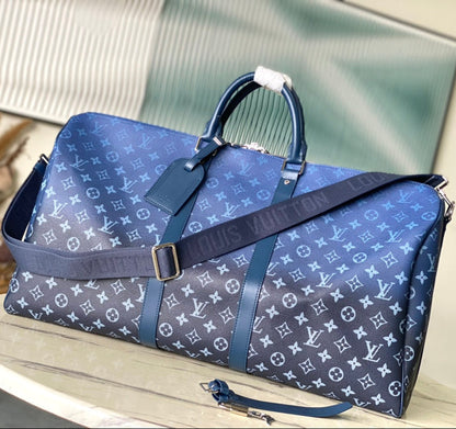 KEEPALL BANDOULI¨¨RE 55 IN NAVY GREEN MONOGRAM GRADIENT CANVAS