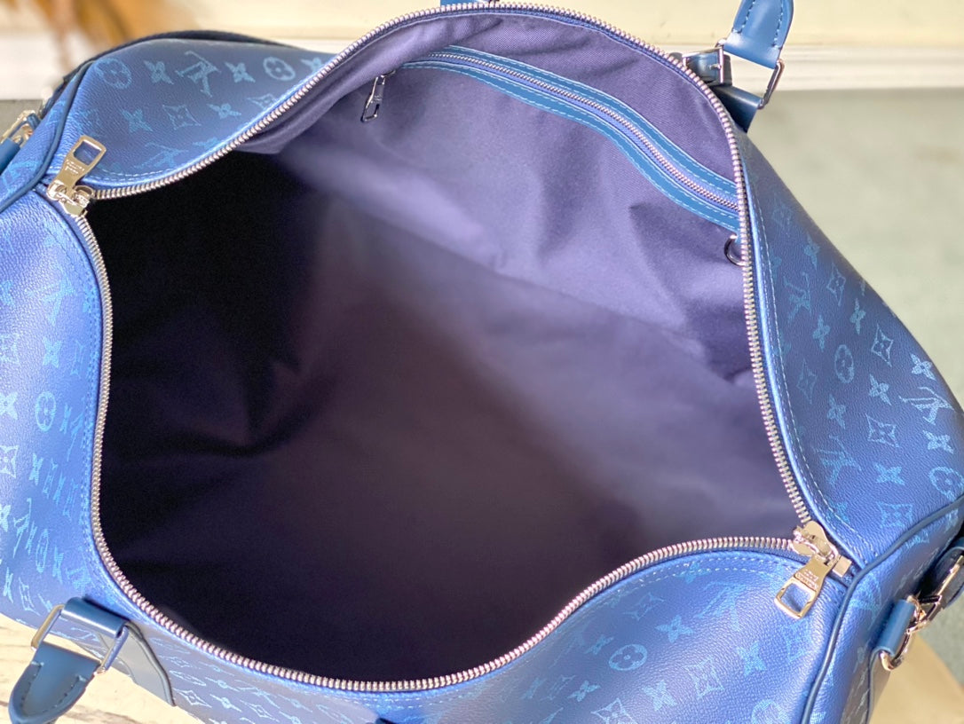 KEEPALL BANDOULI¨¨RE 55 IN NAVY GREEN MONOGRAM GRADIENT CANVAS