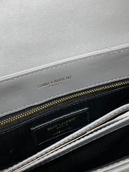 LOULOU MINI BAG 20 IN ASH BLUE QUILTED LAMBSKIN GOLD HARDWARE