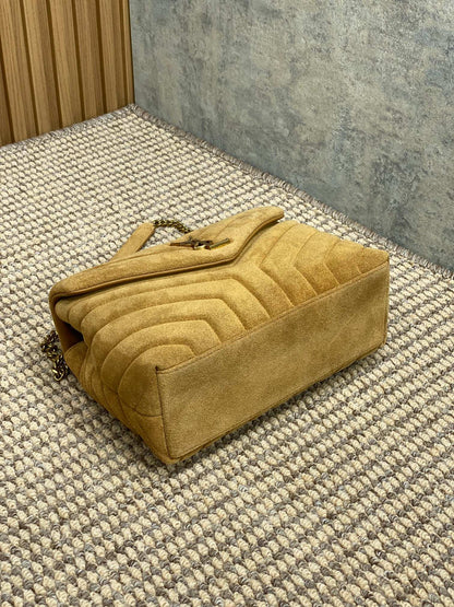 LOULOU SMALL 25 IN PEANUT BROWN SUEDE COPPER HARDWARE