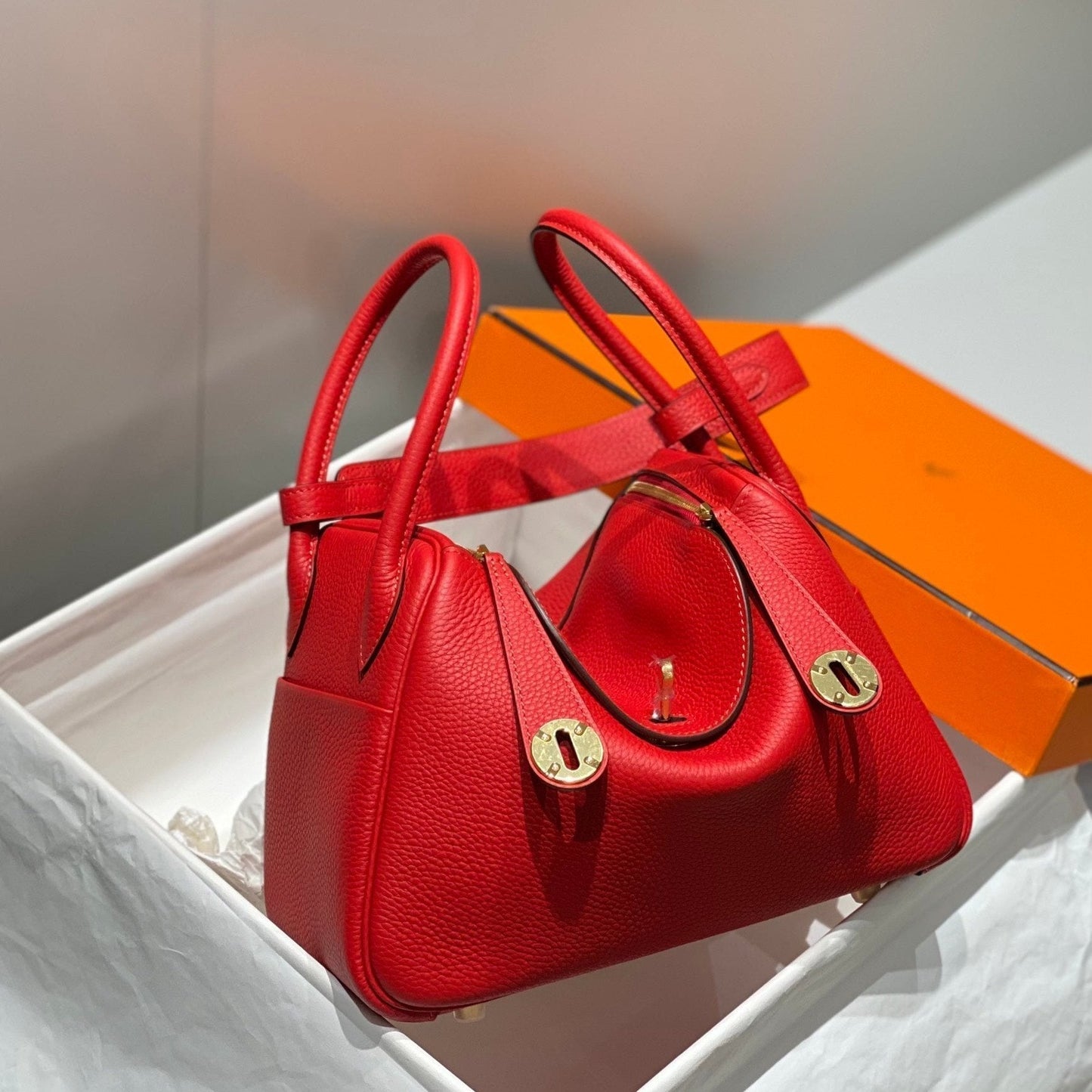 HM LINDY 30 BAG RED TAURILLON CLEMENCE LEATHER