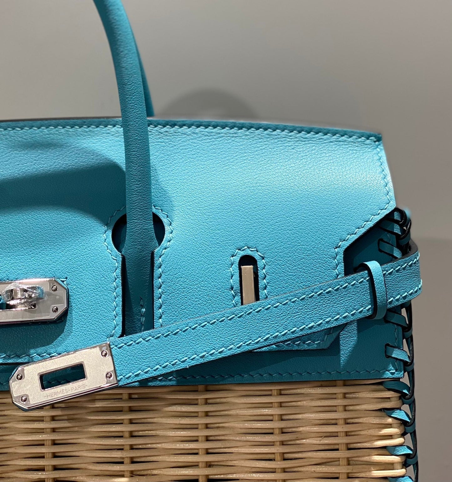 HM BIRKIN 25 CM PICNIC SKY BAMBOO AND RATTAN