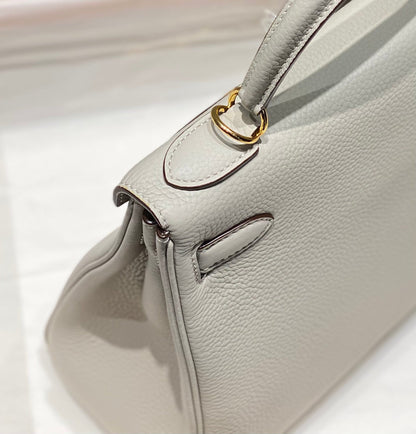 HM KELLY 28CM LIGHT GREY TOGO GOLD HARDWARE