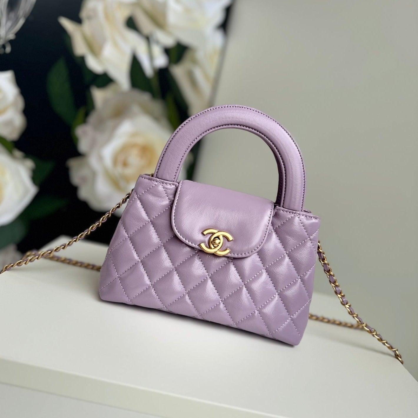 cc 24a nano 19cm kelly shopper bag violet lambskin