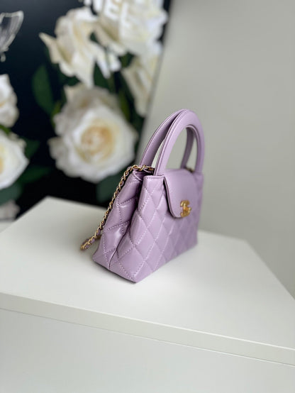 cc 24a nano 19cm kelly shopper bag violet lambskin