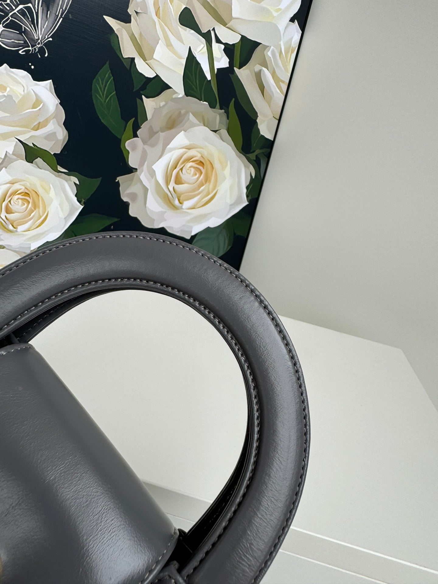 cc 24a nano 19cm kelly shopper bag smoke gray lambskin