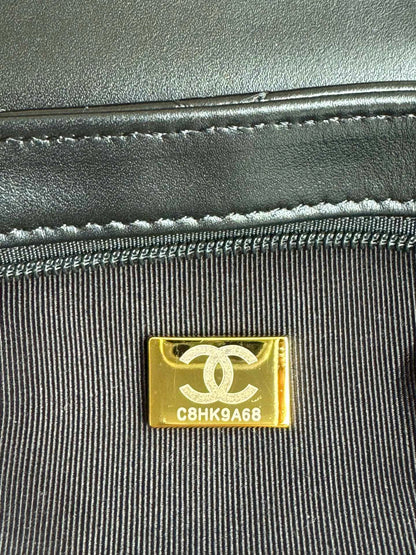 cc 24a nano 19cm kelly shopper bag black lambskin