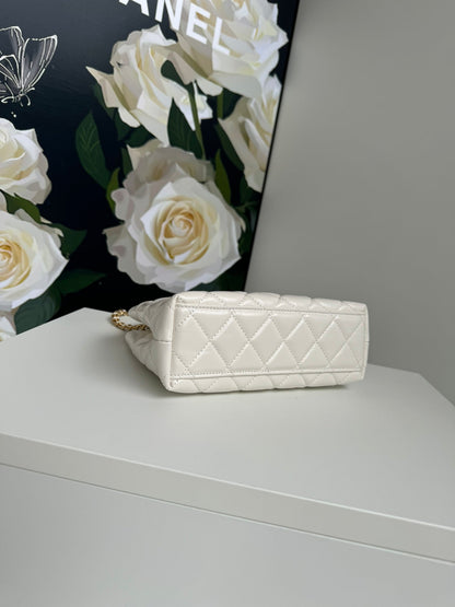 cc 24a nano 19cm kelly shopper bag pastel white lambskin