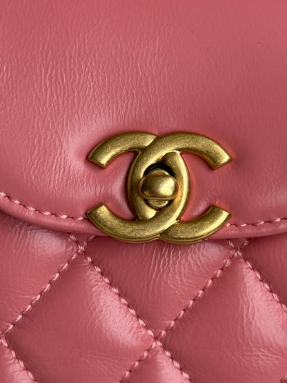 cc 24a nano 19cm kelly shopper bag hot pink lambskin