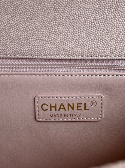 coco handle medium 29cm pink quilted caviar leather gold hardware