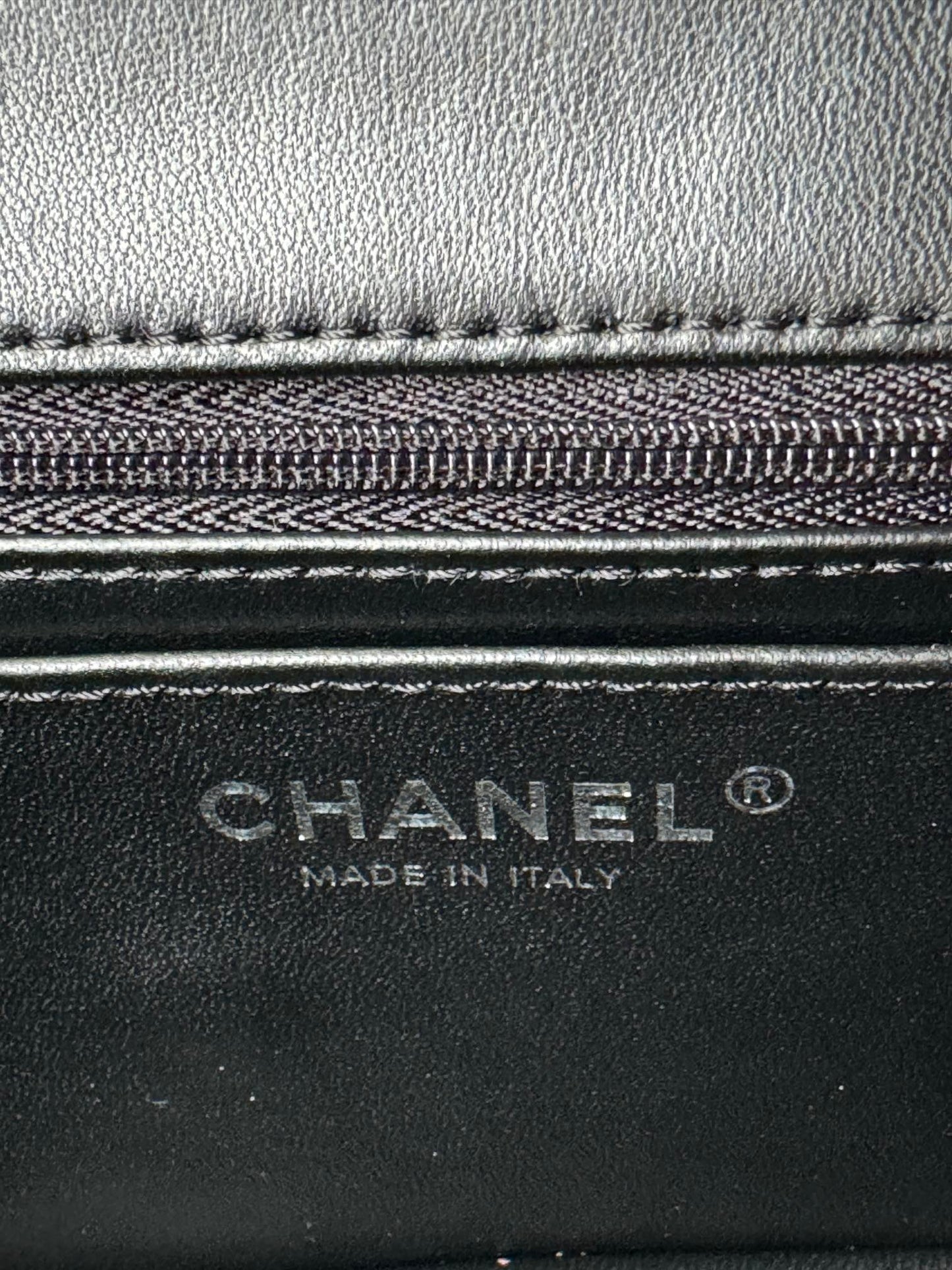 24c mini flap bag 20cm with top handle black calfskin silver hardware