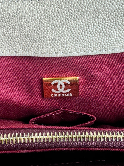 coco handle medium 29cm beige quilted caviar leather gold hardware