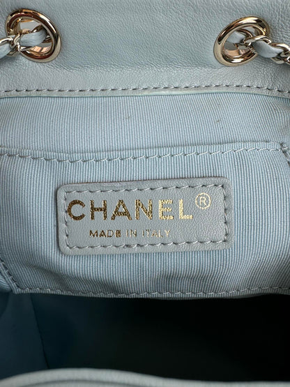 duma backpack 18cm turquoise blue lambskin light gold hardware