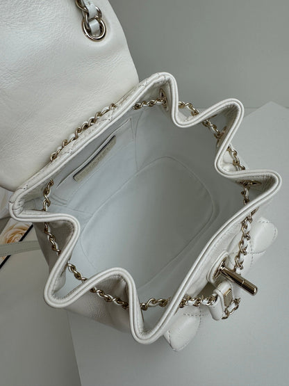 duma backpack 18cm white lambskin light gold hardware