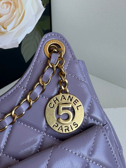 CC 23C Small Hobo Bag 21.5 Violet Lambskin Gold Hardware