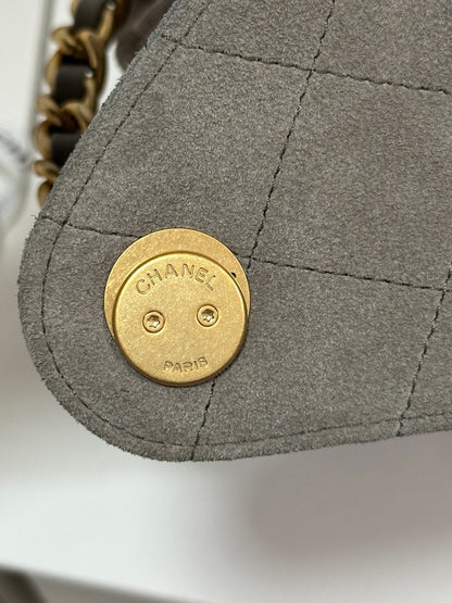 CC 25C Hobo Bags 30cm Warm Grey Suede 243557