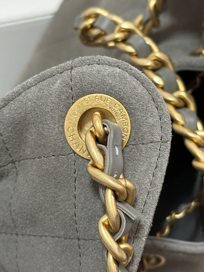 CC 25C Hobo Bags 30cm Warm Grey Suede 243557