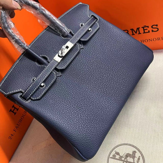 HM Birkin 25cm Navy Blue Togo Leather Silver Hardware