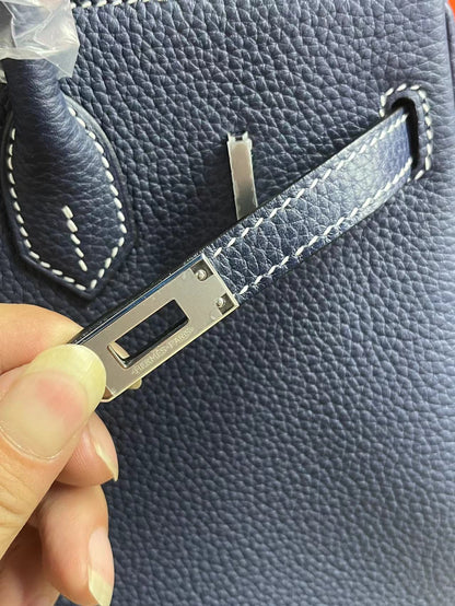HM Birkin 25cm Navy Blue Togo Leather Silver Hardware