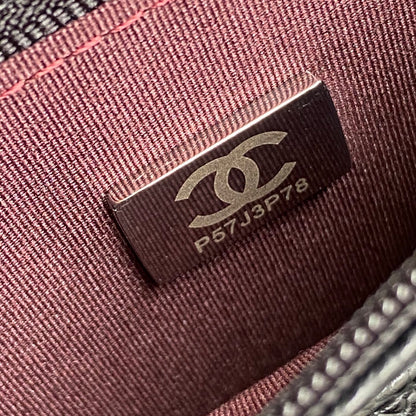 CC Wallet On Chain 20cm Black Caviar Leather Light Gold Hardware 240162