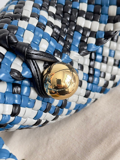 BV Tosca 27 Bag In Blue Mix Black Mix White Calfskin 209077 Best Version