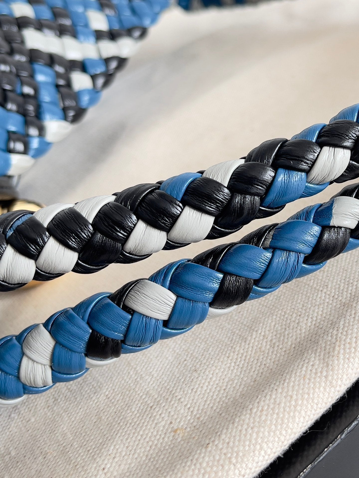 BV Tosca 27 Bag In Blue Mix Black Mix White Calfskin 209077 Best Version