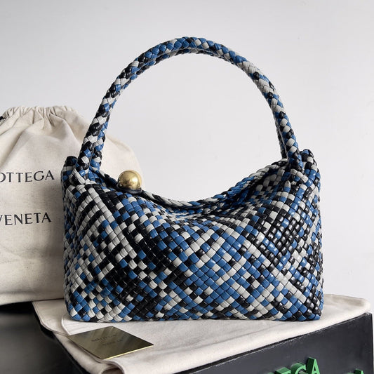 BV Tosca 27 Bag In Blue Mix Black Mix White Calfskin 209077 Best Version