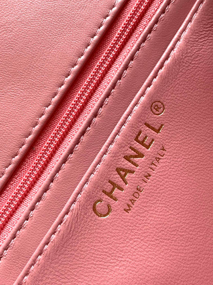 flap bag mini 20 pink tweed silver hardware