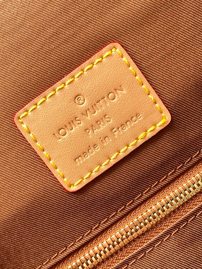 CHRISTOPHER BACKPACK 47 IN BROWN GREEN DAMIER POP COATED CANVAS