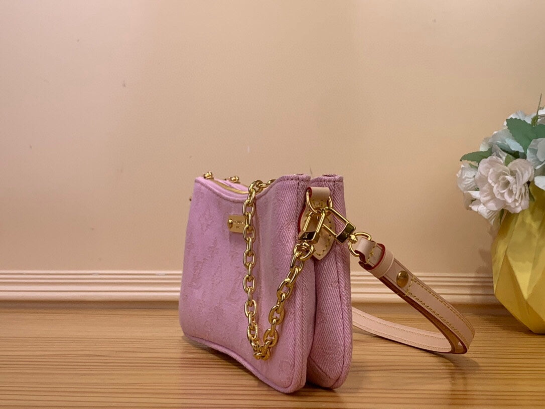 LV Liv Pochette Hr Pink Pastel Monogram Denim 205437