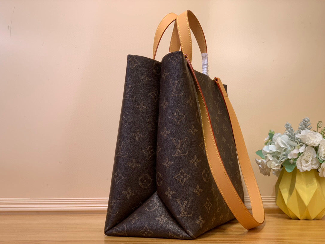LV Shopper Tote MM 40cm Brown Monogram Calfskin 205583
