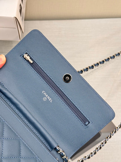 WOC 19CM BLUE JEAN CAVIAR SILVER HARDWARE