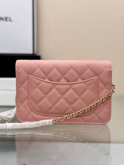 WOC 19CM LIGHT PINK CAVIAR GOLD HARDWARE