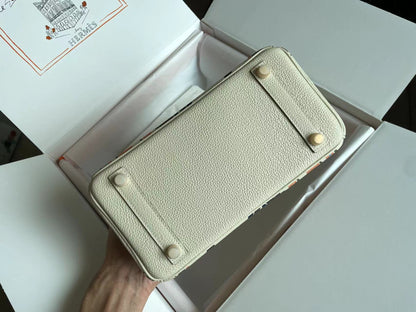 BIRKIN 25 BAG IN WHITE CREAM CALFSKIN WITH COLORFUL STICKER (MADE - TO - ODER)