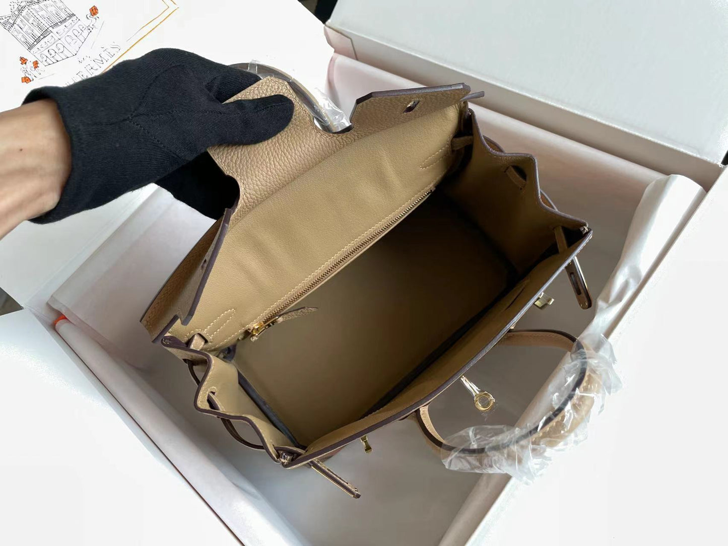 BIRKIN 25 BAG IN PEANUT BROWN CALFSKIN WITH COLORFUL STICKER (MADE - TO - ODER)