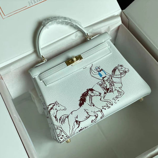 BIRKIN 25 BAG IN WHITE CALFSKIN WITH COLORFUL STICKER 228763 (MADE - TO - ODER)