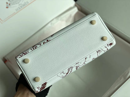 BIRKIN 25 BAG IN WHITE CALFSKIN WITH COLORFUL STICKER 228763 (MADE - TO - ODER)