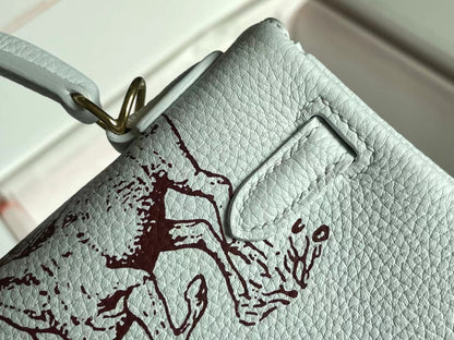 BIRKIN 25 BAG IN WHITE CALFSKIN WITH COLORFUL STICKER 228763 (MADE - TO - ODER)